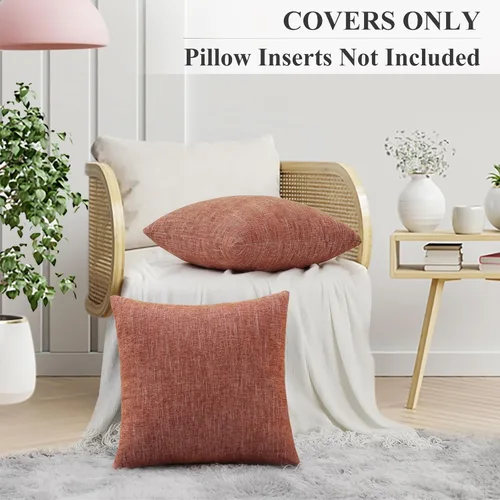 Vista 4 de decorUhome - Juego de 2 fundas de almohada decorativas de felpilla, rústicas, cuadradas y suaves, para sillón, sofá y cama, 24 x 24 pulgadas