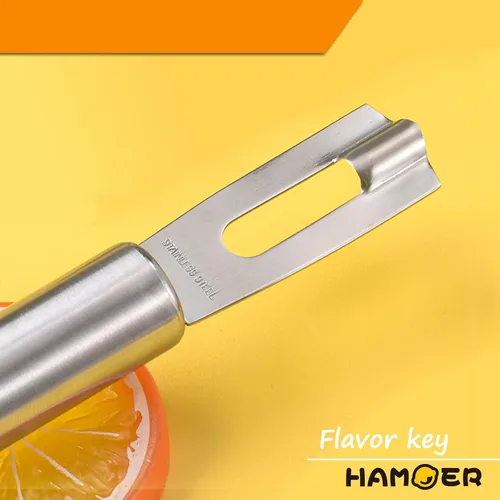 Vista 3 de Cuchillo de canal de acero inoxidable, herramienta para decorar cítricos a nivel de chef, coctelera y pelador de frutas, utilizado para bebidas