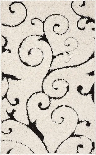 Vista 52 de SAFAVIEH Florida Shag Collection - Alfombra decorativa, 2 x 3 pies, color crema y beige, diseño de volutas, no desprende pelusa y fácil de limpiar