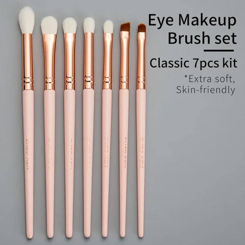 Vista 2 de ENZO KEN Juego de brochas de sombra de ojos de pelo natural de cabra profesional, juego de brochas de mezcla de sombra de ojos con estuche, pinceles