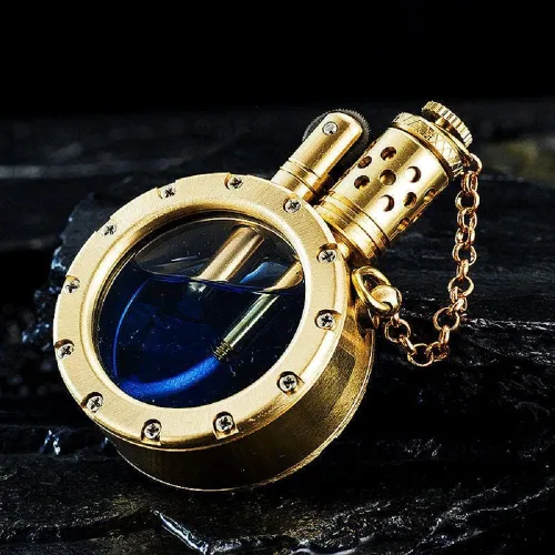 Vista 2 de Encendedor de queroseno antiguo vintage con diseño creativo de botella transparente, estilo steampunk fresco, rueda de encendido, regalos
