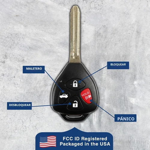 Vista 6 de Llave de repuesto para automóvil con mando a distancia, paquete de 2, de KeylessOption, Negro