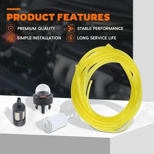 Vista 4 de GoaMotors Tubo de manguera de gas de 4 tamaños y 4 pies de largo para motor pequeño para Stihl con bombilla de imprimación a presión, filtro