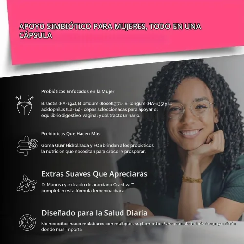 Vista 4 de Probióticos y prebióticos para mujeres, apoyo vaginal y urinario, suministro para 60 días