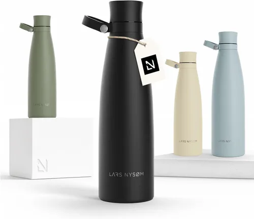 Vista 24 de LARS NYSØM Botella de agua aislada de acero inoxidable de 25 onzas, 34 onzas, frasco térmico aislado para bebidas calientes y frías, botella a Beige