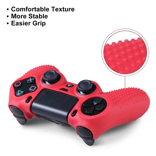 Vista 2 de Funda protectora de silicona para Playstation 4 - PS4 Controller Grip antideslizante para Sony Games, Slim, Pro - 2 Pack PS4 Controller Cover - 4