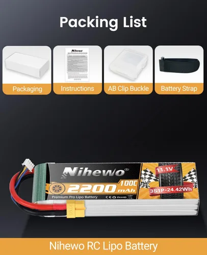 Vista 6 de 3S Lipo Battery 2200mAh 11.1V RC Lipo Batería 100C con enchufe XT60 Funda suave para RC Drone FPV Aviones Multi-Motor Quadcopters Autos, Camiones
