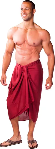 Vista 6 de 1 World Sarongs Pareo para hombre con motivo tradicional Negro