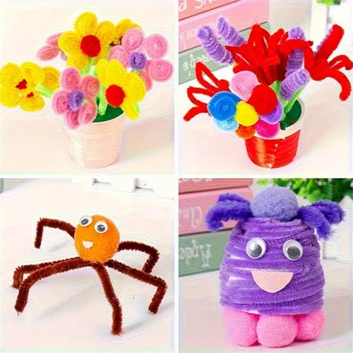 Vista 5 de Pipe Cleaners 800pcs Pipe Cleaners Craft Supplies 11.8" Multi Random Color 30 Colors Bulk for DIY Art and