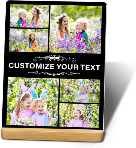 Vista 8 de Impresión de fotos de metal con soporte de bambú, marco de fotos personalizado, transferencia térmica HD, impermeable, varios tamaños de 4 x 6 a 12