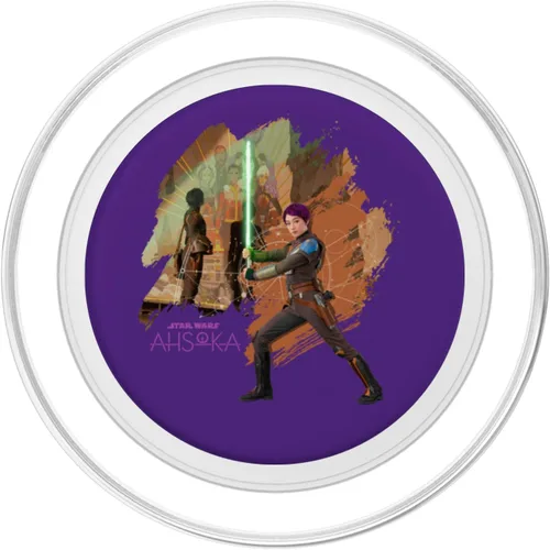 Vista 2 de Star Wars Ahsoka - Mural de Sabine Wren y sable de luz PopSockets MagSafe PopGrip para iPhone
