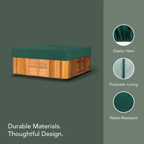 Vista 5 de Covermates Funda cuadrada clásica para bañera de hidromasaje, protector de spa resistente al agua para todo tipo de clima, protector de vinilo