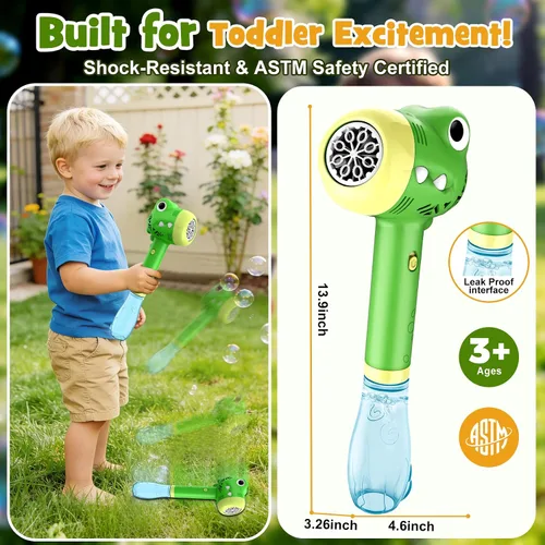 Vista 6 de Varita de juguetes de burbujas de dinosaurio para niños: juguetes al aire libre para niños pequeños y niñas, diversión de burbujas para fiesta