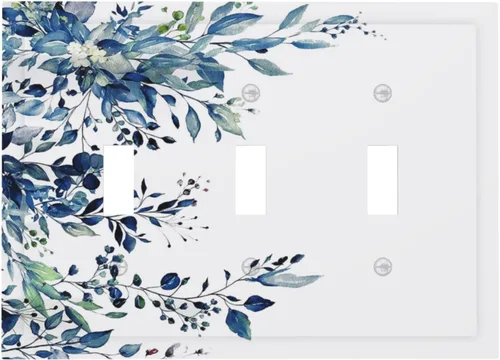 Vista 35 de Cubiertas de Enchufe Dúplex de 1 Gang con Hojas Florales de Eucalipto Azul en Acuarela, Placa Frontal Decorativa para Interruptor de Luz, Placa