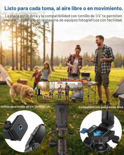 Vista 4 de OMOTON TP02-Pro - Soporte magnético para teléfono para vlogging, elementos esenciales para creadores de contenido con tornillo de 1/4 pulgadas