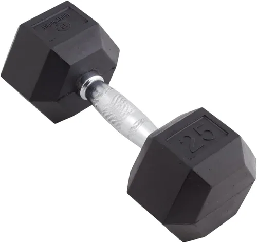 Vista 20 de Body Sport Mancuerna hexagonal con revestimiento de goma, individual – Mancuernas para ejercicios – Equipo de entrenamiento de fuerza – Accesorios