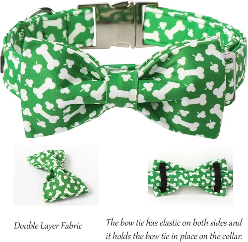 Vista 99 de Lionet Paws Collar de perro de Halloween con corbatín, bonito collar de algodón ajustable con hebilla de metal para perros pequeños, medianos y A