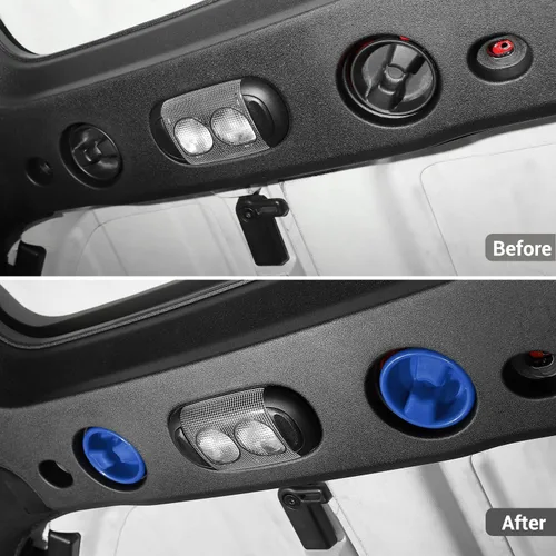 Vista 2 de Cubierta de tornillo de montaje en panel duro de techo rígido, accesorios interiores compatibles con Jeep Wrangler JK JKU 2007-2017, azul, 2