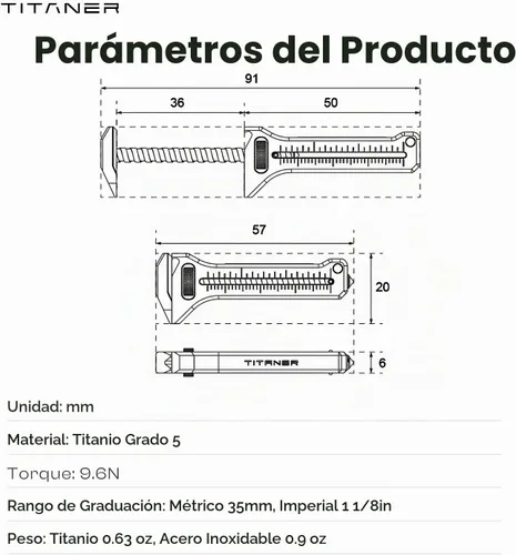 Vista 9 de TiSpanner 2.0 Llave ajustable de titanio multiherramienta