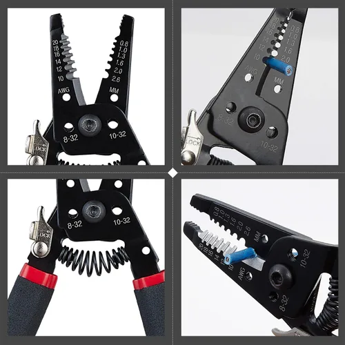 Vista 8 de WGGE WG-015 y WG-014 Pelacables profesional de 8 pulgadas - AWG 10-24, aislamiento autoajustable y pelacables y cortador WGGE WG-013 de 7 pulgadas
