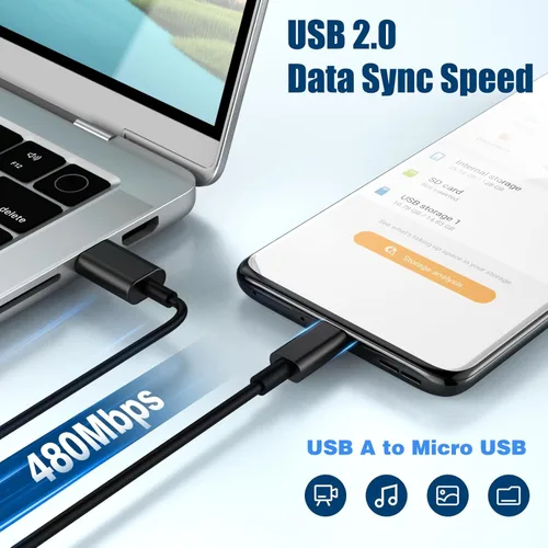 Vista 6 de Barnes and Noble Nook Cargador Micro USB Cable de carga USB de 6 pies Caja USB Cargador de pared Cabezal compatible para Barnes & Noble Nook Simple