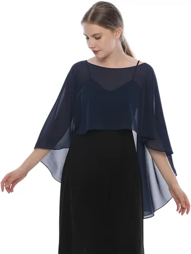 Vista 3 de EVQ Capelets - Chales y envolturas de gasa para vestido de noche capas de boda