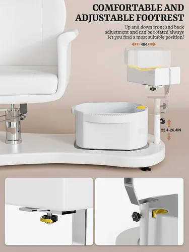Vista 5 de OKAKOPA Silla de pedicura sin fontanería para tecnología de uñas, estación de pedicura portátil con soporte de pedicura y cuencos, silla de spa