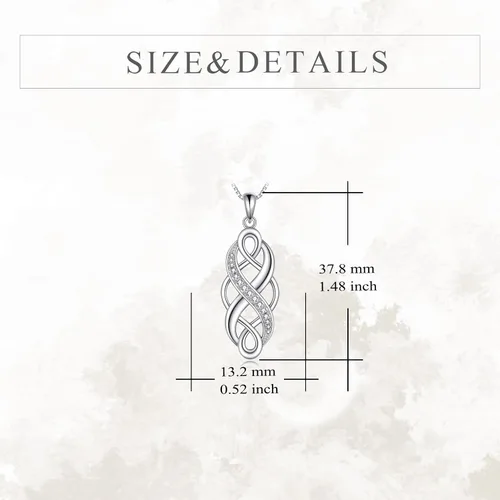 Vista 5 de YFN Collar con colgante de ópalo creado con nudo celta irlandés, collares negros de plata esterlina para mujeres y hombres de 18 pulgadas