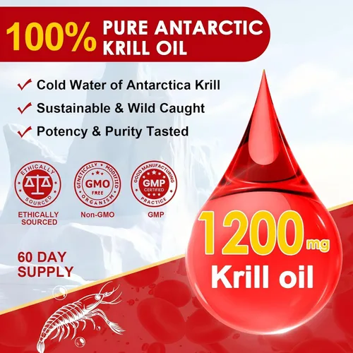 Vista 7 de Nature TARGET Aceite de krill de 1200 mg con omega-3 EPA y DHA con astaxantina, fosfolípidos y colina, apoya el corazón, el cerebro, la salud, sin