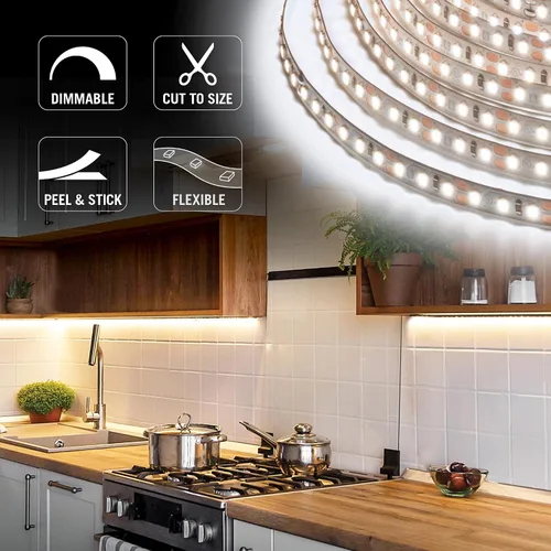 Vista 3 de Armacost Lighting RibbonFlex Pro 153230 - Tira de luces LED blancas de 12 V, 120 LED/m, 4000 K, 16.4 pies Blanco brillante de 4000 K