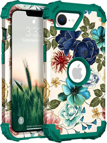 Vista 33 de Hocase Funda para iPhone SE 2022/2020, resistente a prueba de golpes, de plástico duro+goma de silicona, funda protectora híbrida para iPhone SE