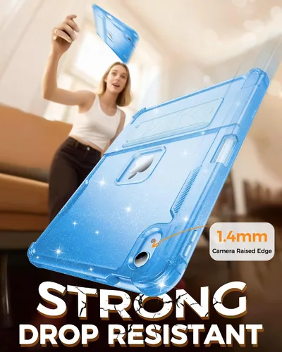 Vista 4 de INFILAND Funda para iPad A16 de 11 pulgadas 11ª generación, Funda para iPad 10ª generación de 10.9 pulgadas con purpurina semitransparente, a prueba