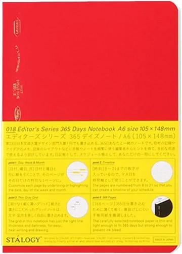 Vista 12 de Nitoms S4109 STALOGY - Cuaderno (A5, cuadrado, 1/2 oreja), color rojo
