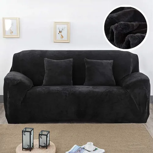 Vista 8 de Funda de terciopelo ultra suave para sofá de colores lisos, elastano elástico para sofá biplaza protección de muebles, fundas antideslizantes a
