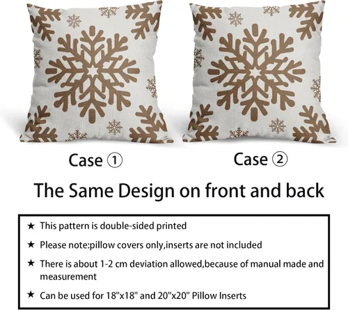 Vista 69 de Fundas de almohada decorativas de Navidad negras 40x40 cm con copos de nieve blancos de Navidad, juego de 2, temática rústica de invierno