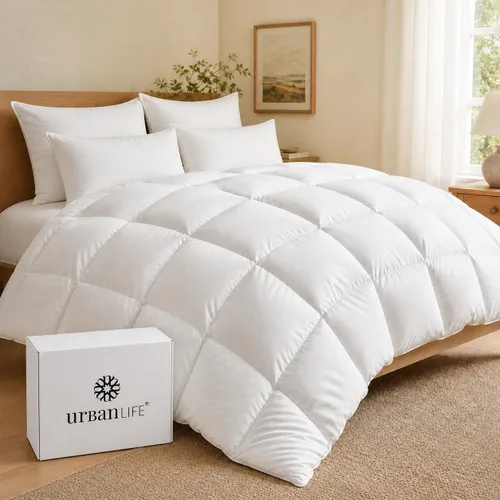 Vista 11 de URBANLIFE Goose Down Fiber Comforter 2PCS, Duvet Insert, King, Grey