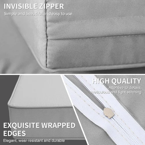Vista 5 de WAROOM Juego de 7 fundas de cojín para exteriores para muebles de patio, fundas de cojín de repuesto para sofá de 6 plazas, sofá modular de ratán