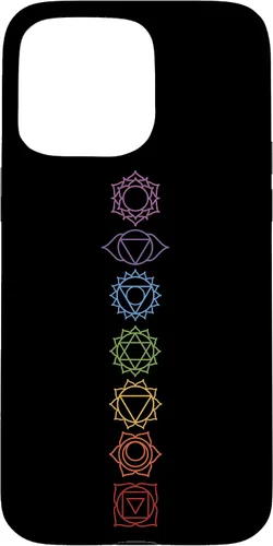 Vista 30 de Funda para iPhone 13 Pro Max, regalo espiritual Zen Rainbow Chakras alineados para amantes del yoga