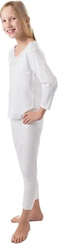 Vista 4 de Conjunto térmico para niña, 100% algodón, fabricado en Corea, parte superior e inferior