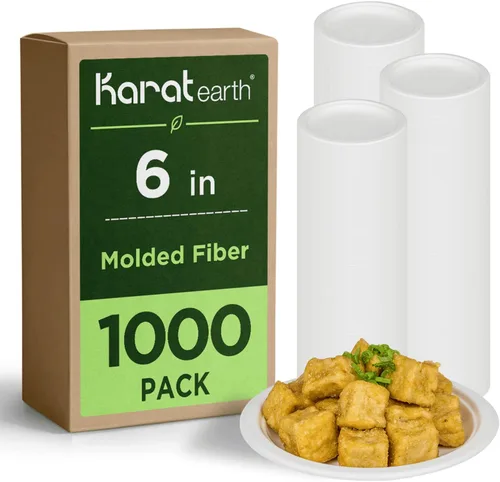 Vista 11 de Karat Earth Platos de papel desechables compostables de 6 pulgadas, paquete de 1000