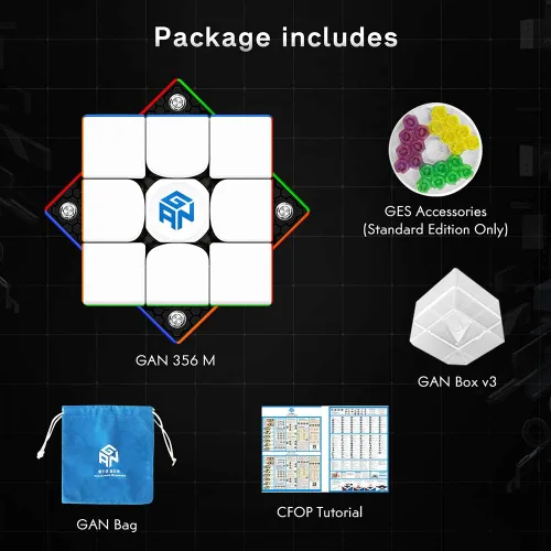 Vista 8 de GAN 356 M 3x3 Cubo magnético de velocidad, GAN Cube versión estándar con GE extra, cubo mágico de 3 x 3 x 3, sin adhesivo (ver. 2020)