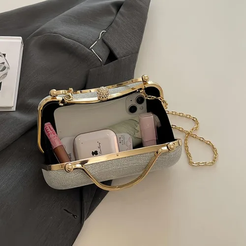 Vista 6 de Bolso de mano con diamantes de imitación para mujer Bolso cruzado convertible de noche y fiesta Citas de graduación de boda