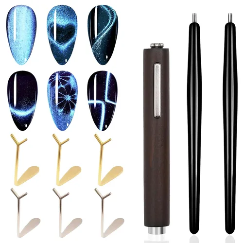 Vista 11 de 13 piezas de imanes para uñas con efecto ojo de gato, súper imanes magnéticos para uñas, imanes de gel para uñas con efecto ojo de gato 3D, varita