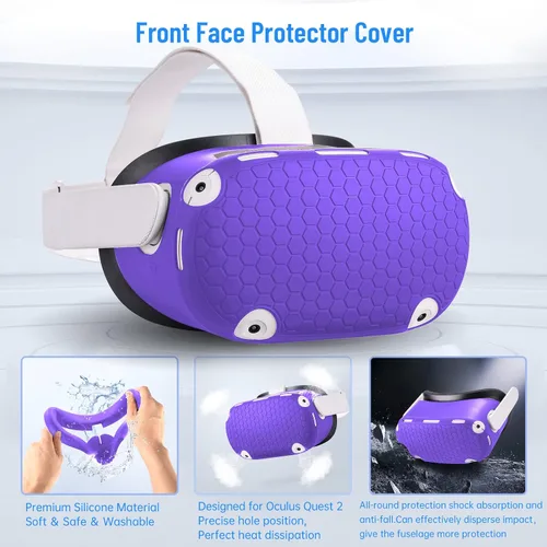 Vista 2 de Accessories for Oculus Quest 2All in One VR Headset Silicone Face CoverVR Shell CoverQuest 2 Touch Controller Grip CoverProtective Lens