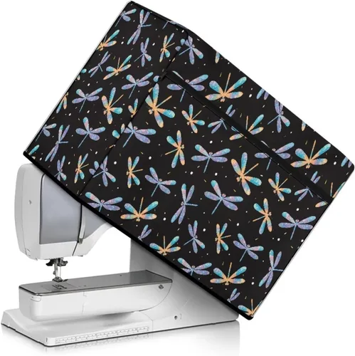 Vista 43 de Funda para máquina de coser de girasoles de otoño con prácticos bolsillos, cubierta protectora duradera acolchada contra el polvo, accesorios