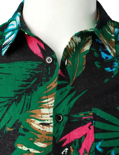 Vista 4 de LucMatton Conjunto de 2 piezas de verano para hombre, casual, algodón, lino, estampado, trajes de vacaciones con bolsillos