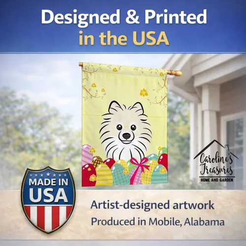 Vista 639 de Caroline's Treasures BB1923GF Bandera decorativa para jardín con diseño de Border Collie, para caza de huevos de Pascua, para jardín, jardín, patio