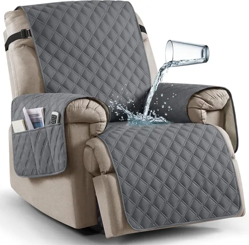 Vista 17 de Ruaozz Funda para Silla Reclinable 100% Impermeable Antideslizante Funda Reclinable para Silla Reclinable Funda de Asiento de Silla Lavable con Beige