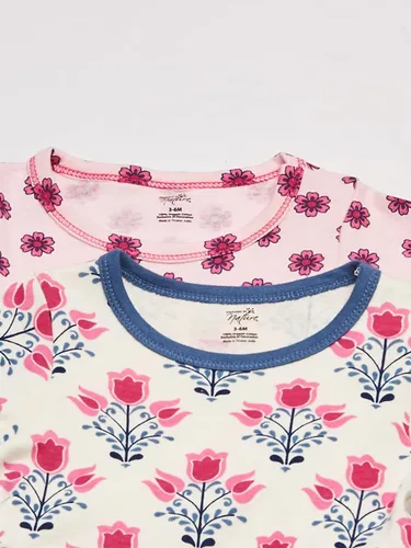 Vista 2 de Touched by Nature - Vestidos de manga corta y manga larga de algodón orgánico para niñas pequeñas, bebés y mujeres Manga larga con flores abstractas