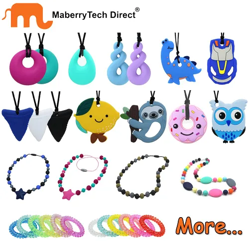 Vista 7 de Collar sensorial masticable para niños, ayuda motora oral, collar sensorial para niños y niñas con autismo, TDAH, necesidades de SPD, juguetes